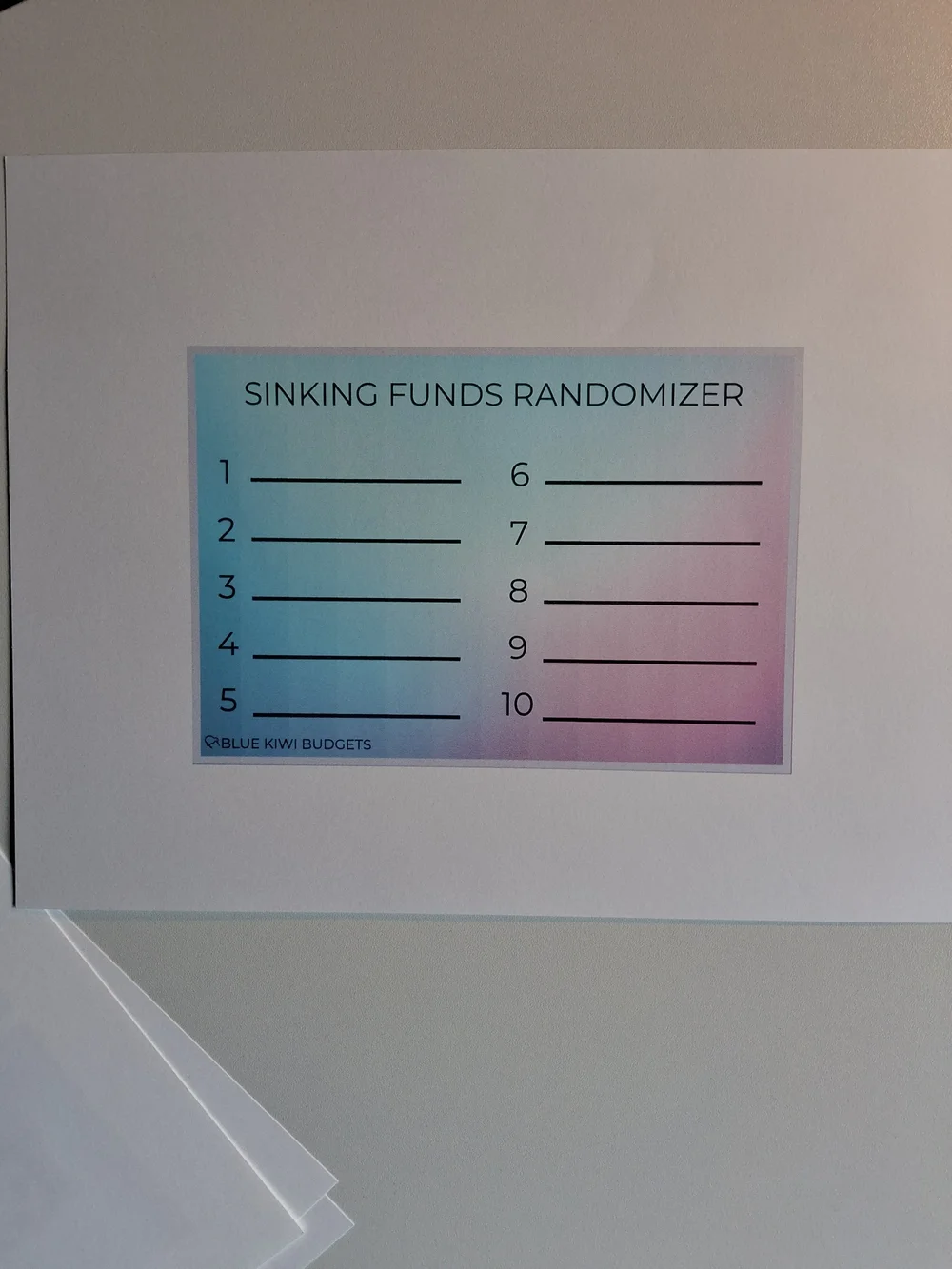 A6 Sinking Funds Randomizer Printable in Teal & Pink Gradient